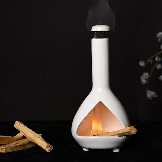 Handmade Mini Chiminea Palo Santo Holder - Ceramic Incense Burner for Cone & Stick, Ideal for Meditation, Energy Cleansing, Aromatherapy and Ideal Gift for Home Decor - Bloomnest