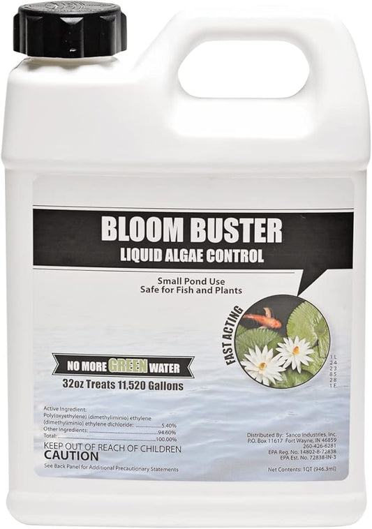 Bloom Buster Algae Control for Fish Ponds & Water Gardens - 32 Ounces - Safe for Koi Fish, Goldfish & Plants - Controls Algae in Ponds & Water Features, EPA Registered - Bloomnest