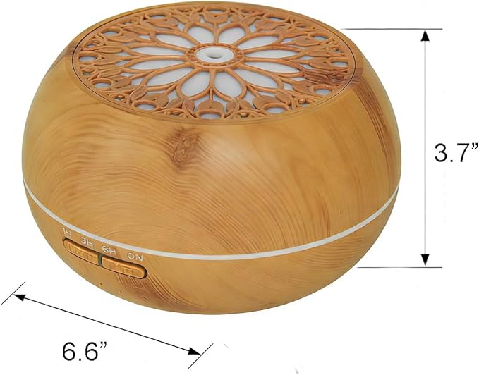 Diffuser with 6 Essential Oils for Large Room,550ml Aroma Diffusers with Remote Control for Home,Mini Humidifier with LED Night Lights for Office Yoga Room Decor Gift for Women Men(Light Wood Grain) Bloomnest