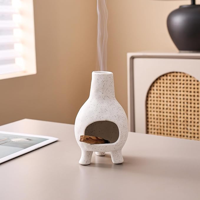 Ceramic Palo Santo Holder Burner - Mini Chimenea Incense Dish for Meditation Décor - Palo Santo Holder for Burn Palo Santo Sticks,Cones,Aromatherapy Yoga JialanGulong