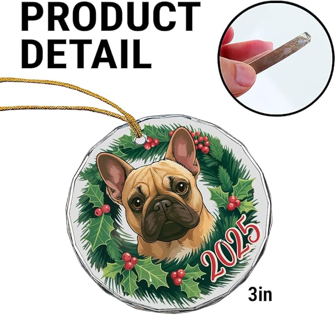 French Bulldog Glass Ornament – Handcrafted Hanging Decoration, Elegant Keepsake with Unique French Bulldog Design, for Home, Holiday Tree, or Special Occasion - Bloomnest