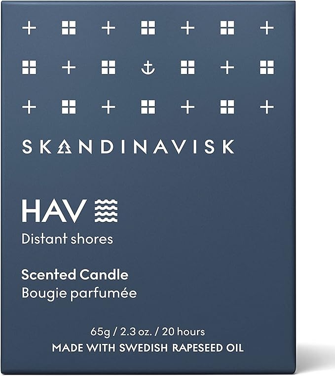 Skandinavisk HAV 'Sea' Scented Candle. Fragrance Notes: Salt Spray and Sea Kelp, Hawthorn and Beach Rose. 7.0 oz. - Bloomnest