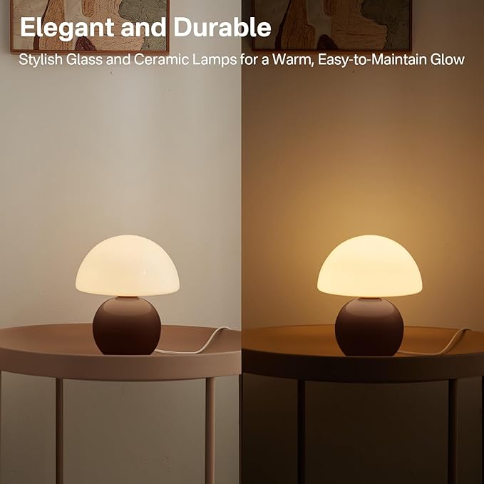 Mushroom Lamp Table Lamp for Bedroom,Desk Bedside Small Lamps for Living Room Night Stands,Mushroom Decor Cute Mini Modern Mid Century Lamps,Unique Aesthetic Home Living Room Decor(Coffee) - Bloomnest