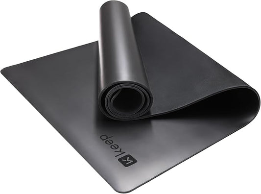 KEEP Professional Yoga Mat with Strap for Men and Women, 5mm Heavy High-Density Natural Rubber Mat for Premium Material Superior Grip, Non-Slip, Eco-Friendly 72"x26" Exercise Mat