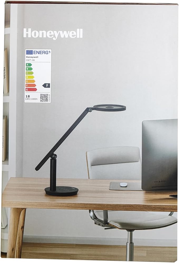 Honeywell Desk Lamp for Home Office, H6 Sunturalux™ Eye-Caring Led Desk Light, 800LM Dimmable Desk Lamp with Timer, Touch Control Tall Desk Reading Light, Table Lamp for Circle Webcam, Study, Bedroom - Bloomnest