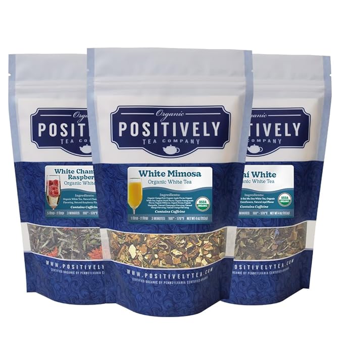 Organic Positively Tea Company, White Tea Sampler, Loose Leaf, 4 Ounce, 3 Pack - Bloomnest