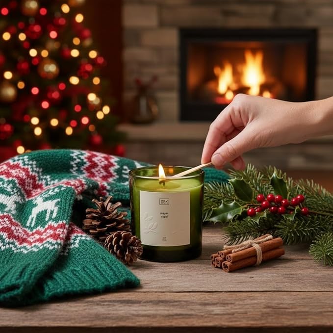 Craft & Kin 12oz Mayan Copal Christmas Scented Candles for Home | Premium Green Scented Candles for Men | Made with Natural Soy | Winter Candles Gifts for Men and Women | Nature Collection - Bloomnest