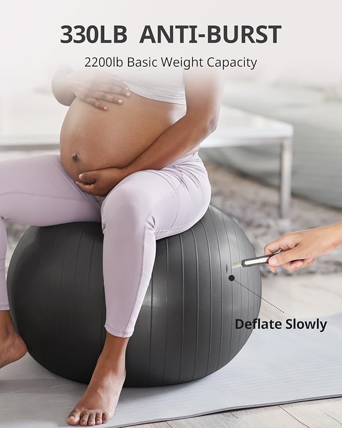 Trideer Exercise Ball for Yoga, Pilates & Fitness – Stability Ball Equipment for Home Gym & Office Chair, Core & Balance Training Accessories, Physical Therapy Equipment, Quick Pump Included, 5 Sizes - Bloomnest