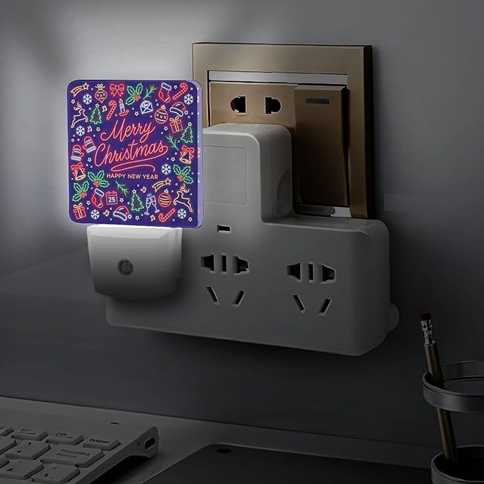 Merry Chrismas Night Light, Plug into Wall Decor Nightlights for Bedroom, Bathroom, Hallway, Kitchen, with Dusk to Dawn Light Auto Sensors LED Night Lights for Boys Girls Women Men Room Gifts - Bloomnest