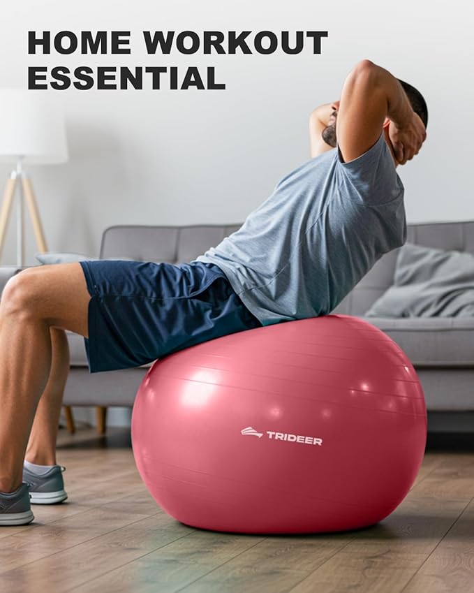 Trideer Exercise Ball for Yoga, Pilates & Fitness – Stability Ball Equipment for Home Gym & Office Chair, Core & Balance Training Accessories, Physical Therapy Equipment, Quick Pump Included, 5 Sizes - Bloomnest