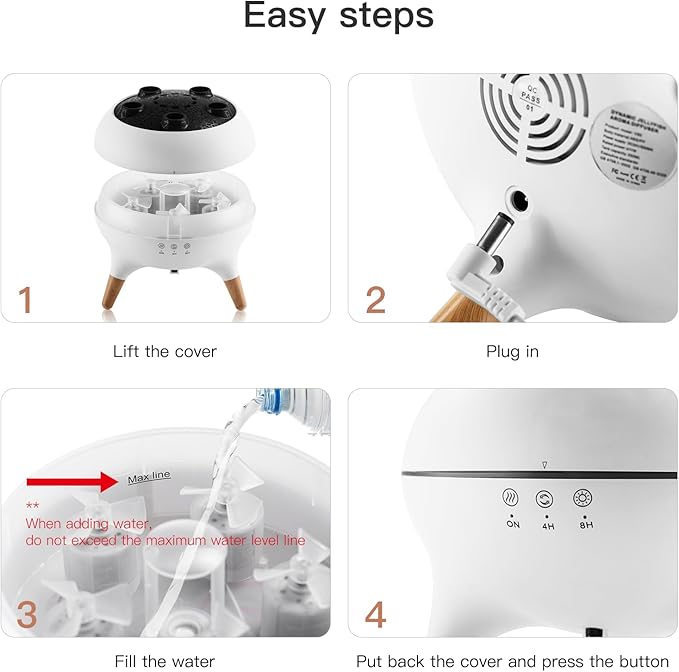 Essential Oil Diffuser 250ML,Jellyfish Diffuser Air Humidifiers Sound Pickup Ultrasonic Aromatherapy Diffuser Remote Control 7 Color Lights for Home Bedroom Office Hotel(White) - Bloomnest