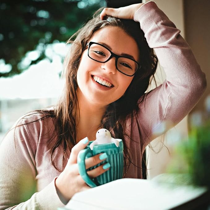 2 pcs silicone Tea Infuser,loose tea strainer,Cute tea infuser gift set for loose leaf tea, reusable tea infuser,is ideal gift for tea lovers (Seals + Hippos)