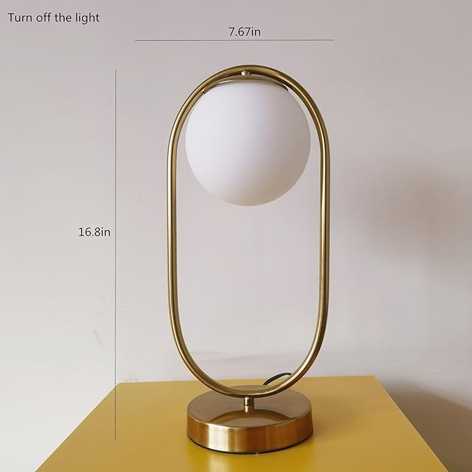 Mid Century Modern Table Lamp White Glass Shade Nightstand Lamp Small Gold Table Lamp for Bedside Bedroom Living Room Office - Bloomnest