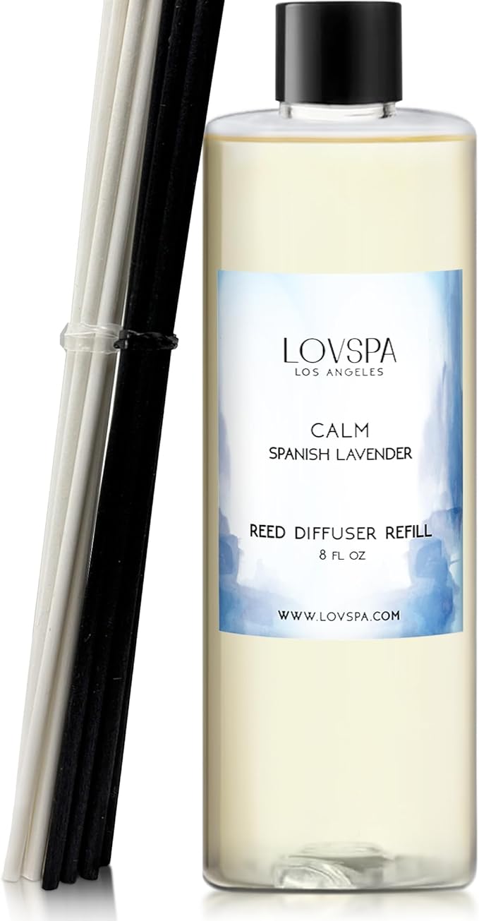 LOVSPA Calm Spanish Lavender Diffuser Oil - Essential Oils for Diffuser Refill & Air Freshener Room Spray - Long-Lasting & Natural Home Fragrance, Scented Oil for Diffusers, USA Made, 8 oz - Bloomnest