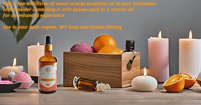 Luxurious Sweet Orange Essential Oil by Enhanced Essentials| Slow Distilled & Pure| for Home Cleaning,Aromatherapy,Bath,Perfume,Soap & Candle Making| Ideal for Business|3.38 fl oz (100 ml) - Bloomnest