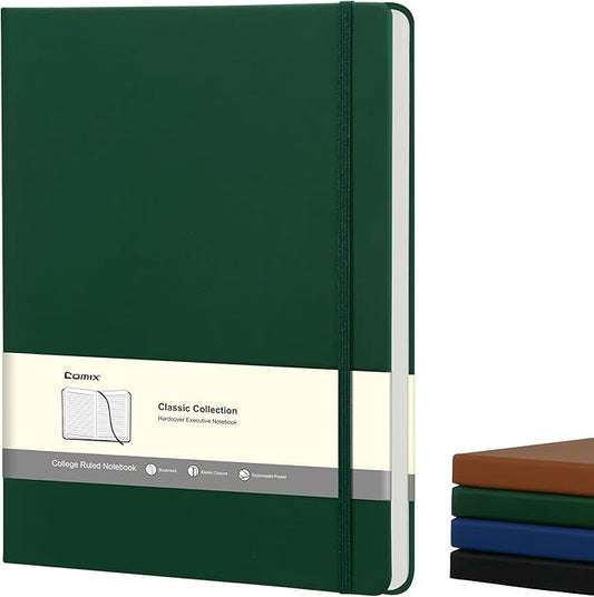 COMIX A4 Lined Journal Notebooks, 240 Pages, Large Size-8.5" x 11", Dark Green, Hardcover Journaling Notebooks for Men & Women- Fits for Office, Business, School, Notes Taking & Writing - Bloomnest