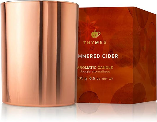 Thymes Scented Candles for Home Decor - Luxury Home Fragrance Gifts for Women & Men - Fall Candles with Warm Notes of Apple, Clove, & Cardamom - Rose Gold Votive (Simmered Cider, 6.5 oz) - Bloomnest