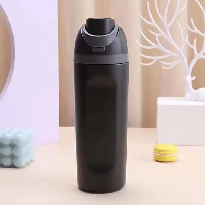 DUTHINGS Insulated Stainless Steel Water Bottle with Straw, 24 oz – Leakproof, BPA-Free Reusable Sports & Travel Bottle with Replacement Straw and Cleaning Brush (Black) Bloomnest