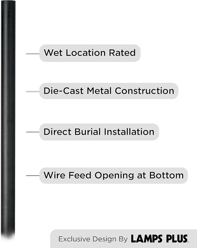 John Timberland Modern Outdoor Direct Burial Post Light Pole Black Die-Cast Metal 84" Accessories for Exterior House Porch Patio Outside Deck Garage Yard Garden Driveway Home Lawn Walkway - Bloomnest