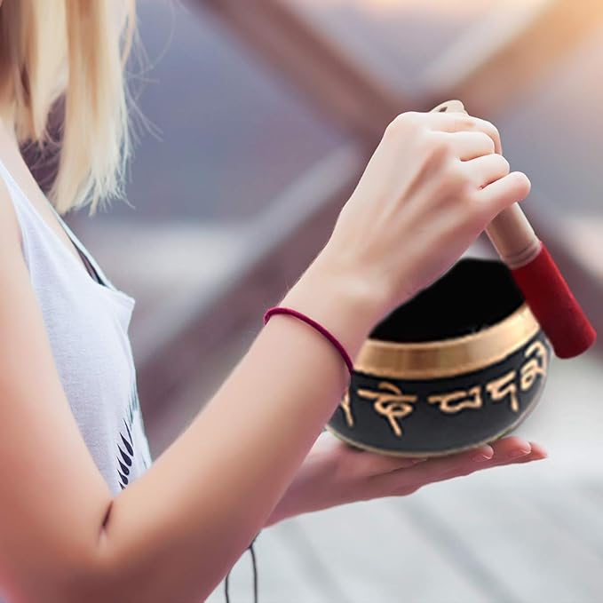 Handmade Tibetan Singing Bowl Buddhist Mantra Sound Bowl Set Meditation Yoga Stress Relief Birthday Christmas Gifts ShopLC