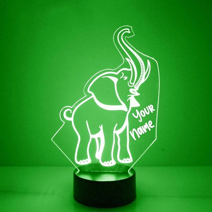 Elephant Custom 3D Illusion Lamp with Remote | LED Night Light with Personalized Name, Logo, Image, Design | 4 Modes, 16 Light Colors | USB or Battery Power | Made in The USA - Bloomnest