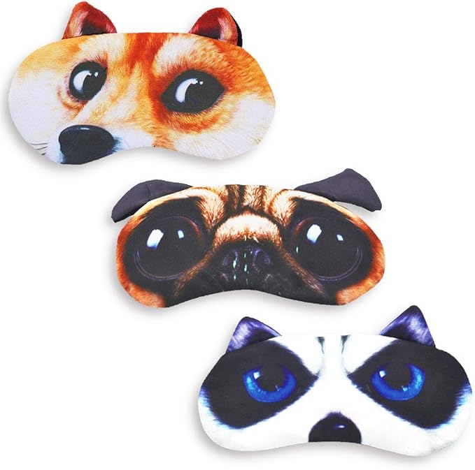 Tphon Sleep Mask for Adult Kids Boys Girls Funny Blindfolds Soft Cute Animal Sleeping Masks with Adjustable Strap for Travel Naps Shift Works Games - Bloomnest