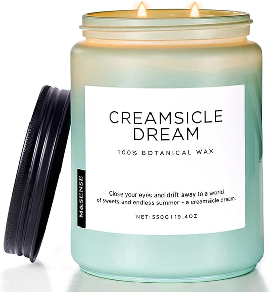 M&SENSE Orange Creamsicle Scented Candle, 19.4oz 110 Hours Slow Burning Non Toxic Natural Soy Wax 2 Wick Candle for Home Scented, Long Lasting Home Fragrance Gifts for Housewarming & Anniversry - Bloomnest