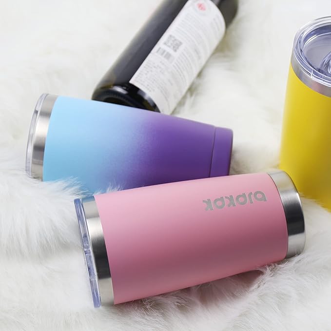 BJPKPK Yellow Stainless Steel Tumbler With Lid And Straw 20 oz Insulated Tumblers Thermal Cup For Hot And Cold Drinks - Bloomnest