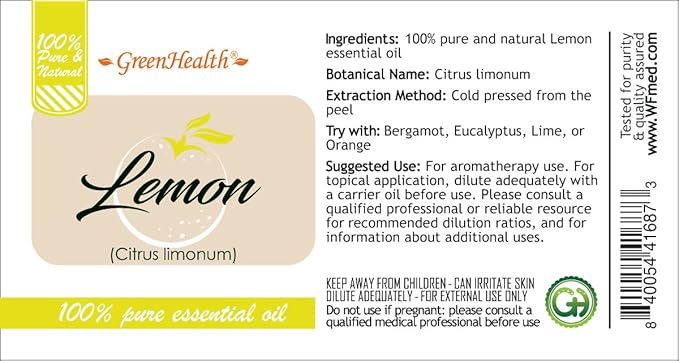 Lemon Essential Oil - 16 fl oz (473 ml) Amber Glass Bottle - 100% Pure Essential Oil - GreenHealth - Bloomnest