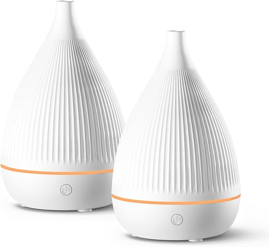 Ultrasonic Essential Oil Diffuser, Home Fragrance Aroma Diffuser with Auto Shut-Off, Color Change Night Light & Ultra-Quiet Operation, BPA-Free Portable Aromatherapy Humidifier for Home (White-2) - Bloomnest