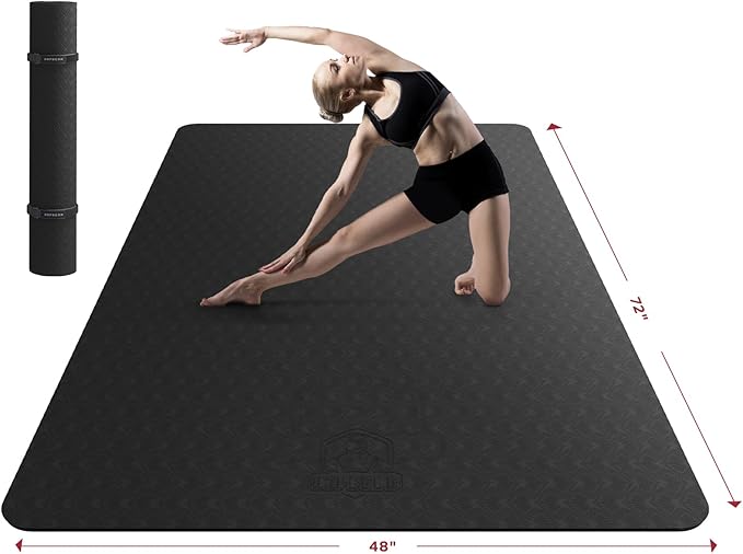 HAPBEAR Extra Large Yoga Mat - 72"x48"/78"x54", 1/4" & 1/3" Thick, Non-Slip, Durable, Eco-Friendly, Wide Exercise Mat for Home Workouts, Yoga, Pilates, Stretching, Meditation (Barefoot Exercise) - Bloomnest