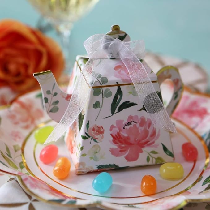 Kate Aspen Vintage Floral Tea Party Teapot Favor Boxes (Set of 24) - Perfect for Wedding Favors For Guests, Bridal Showers Brunches, Baby Showers, Birthdays - Bloomnest