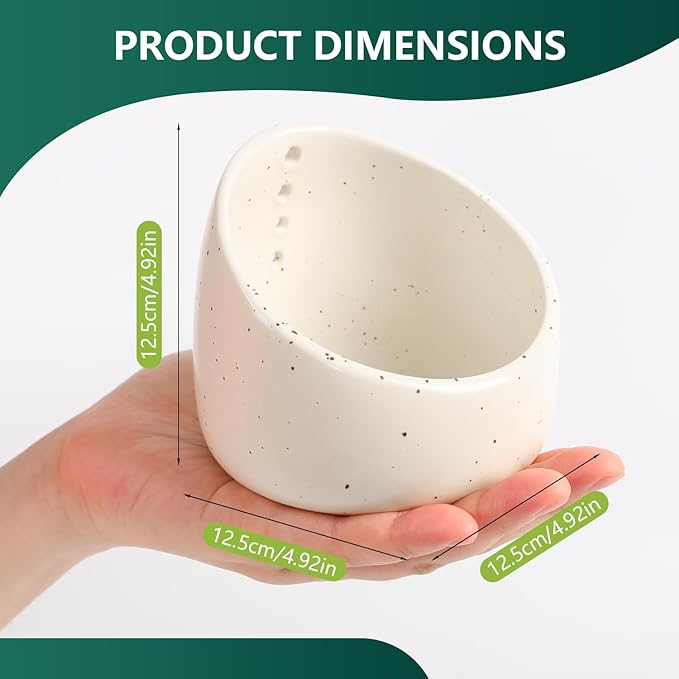 Pottery Herb Stripper Bowl, Handmade Ceramic Herb Peeling Bowl, for Separating Leaves and Stems (White) - Bloomnest