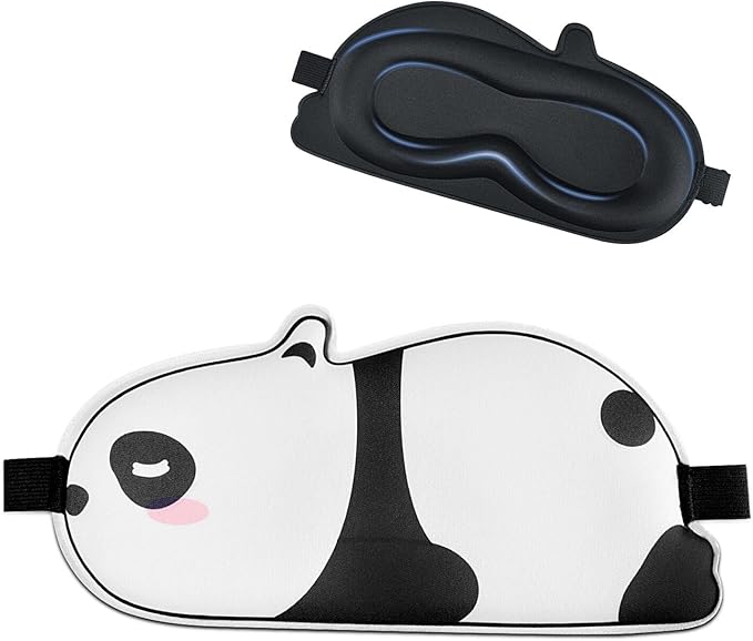 Cute Panda Sleeping Mask Eye Mask Funny Animal 3D Contoured Sleep Mask Soft Breathable Blindfold Travel Eye Cover Eyeshade for Kids Adults Girls Boys Women Men (Panda, White&Black) - Bloomnest