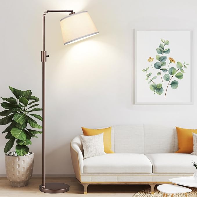 Nintiue [Upgraded] Dimmable Floor Lamp, 1000 Lumens LED Edison Bulb Included, Modern Arc Standing Tall Brown Floor Lamp for Living Room Bedroom Office Dining Room - Bloomnest