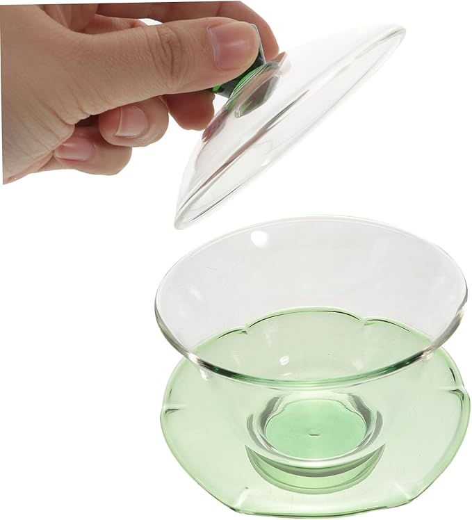 Zerodeko Glass Chinese Tea Bowl with Lid Decorative Tureen Teacup for Brewing Scented and Green Tea Easy-clean Transparent for Home - Bloomnest