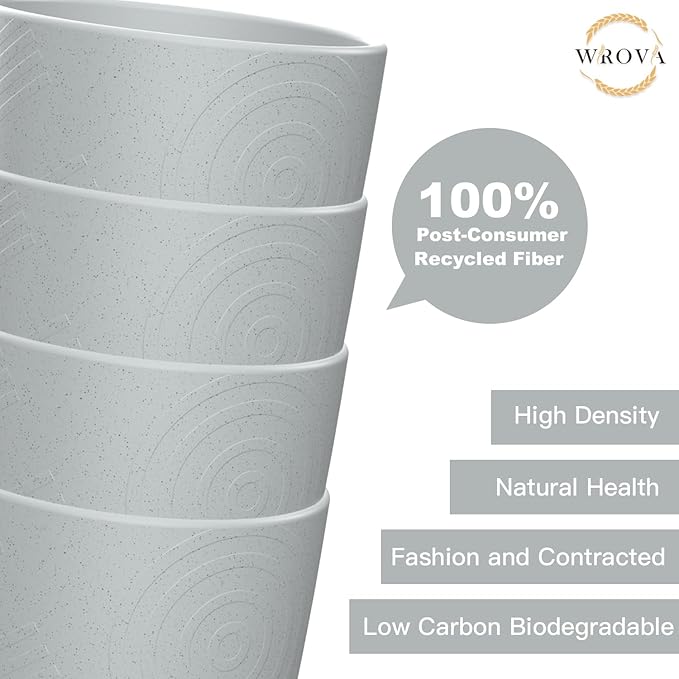 Wheat Straw Cups 8 PCS Good Alternative to Plastic Reusable Cups 12 oz Unbreakable Drinking Cup Reusable Dishwasher Safe Water Plastic Glasses Light Grey - Bloomnest