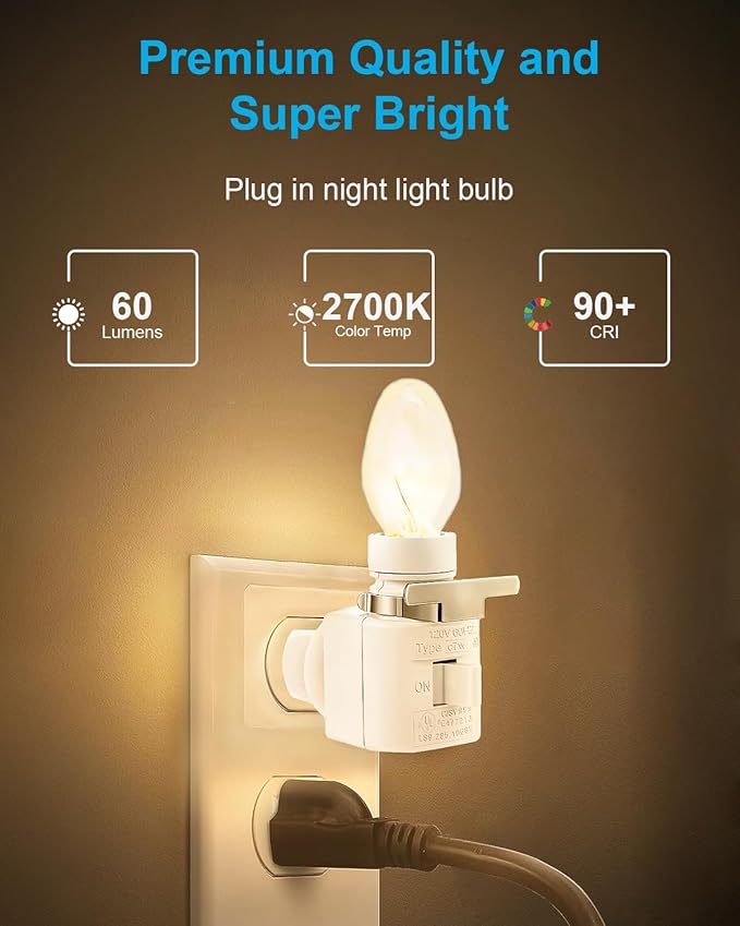 Night Light Bulb Warm White Replacement Bulbs - E12 Light Bulbs - 7Watt Incandescent Bulbs - 15 Packs, Warm White Glow - Dimmable (Night Light Bulbs 7 Watt) - Bloomnest
