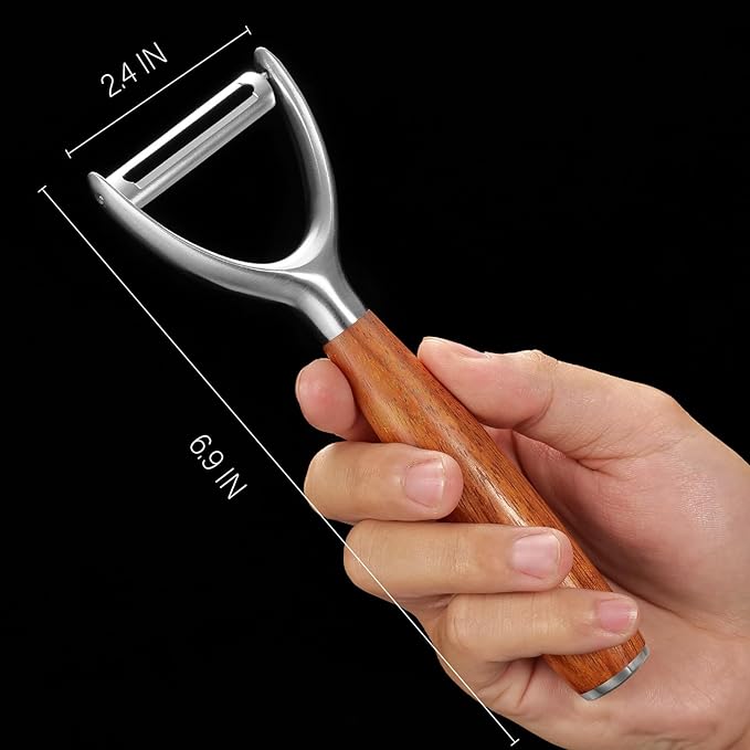 Premium Y Type 304 Stainless Steel Multifunctional Kitchen Peeler Real Wood Handle Ultra Sharp Blade Vegetable Potato Apple(Boluoge) - Bloomnest