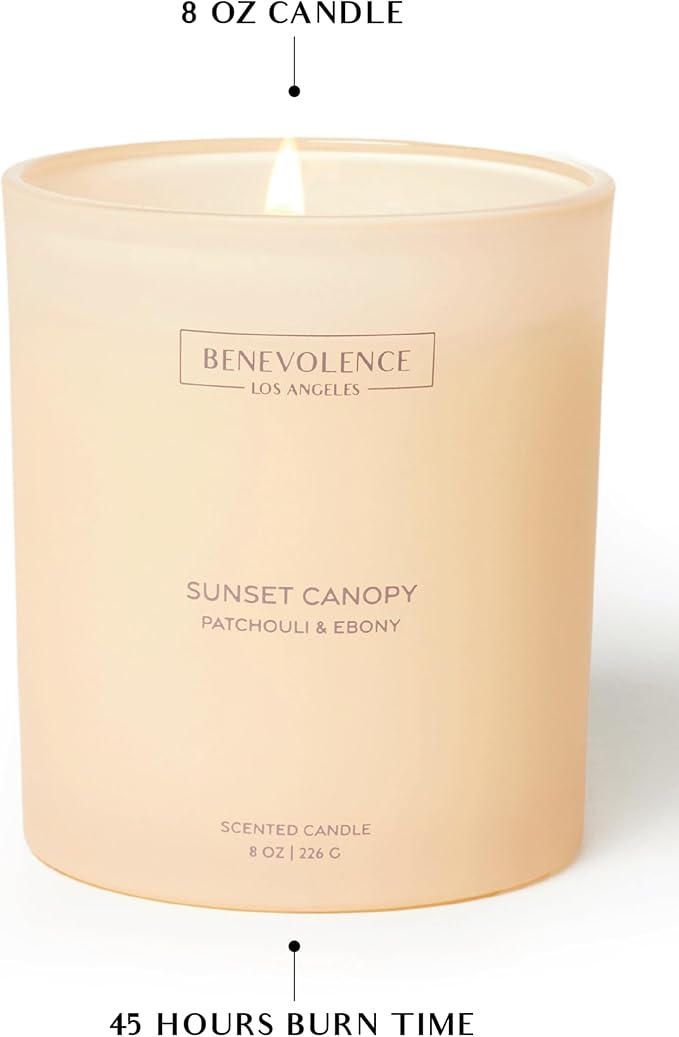 Patchouli & Ebony – Benevolence LA Scented Candle | 8oz, 45-Hour Burn | Natural Soy Wax, Cotton Wick | Warm & Grounding Home Fragrance | Malibu Sands Collection – Gift for Women & Men - Bloomnest