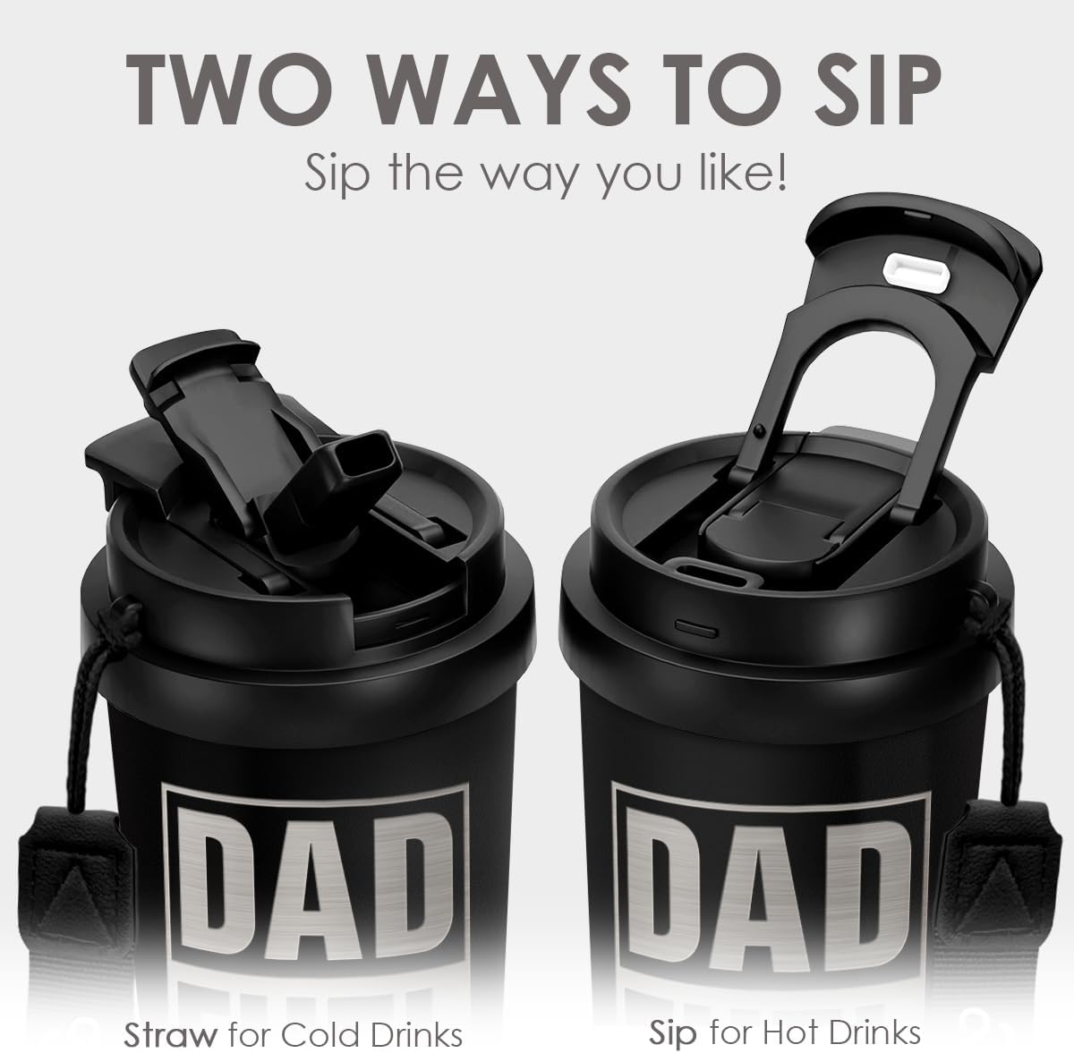 Dad Fuel Tumbler from Daughter Son - Stainless Steel 2-in-1 Lid Coffee Tumbler 18 oz, Insulated Travel Mug Gift for Men Husband, Birthday Christmas Father's Day
