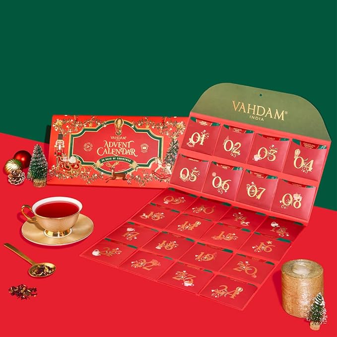 Limited Edition - Advent Calendar 2025 Folding Gift Box | 24 Unique Loose Leaf Teas - Holiday Gift Pack | Christmas Advent Calendar 2025 for Adults, Advent Calendar 2025 Adult Women and Men | VAHDAM - Bloomnest