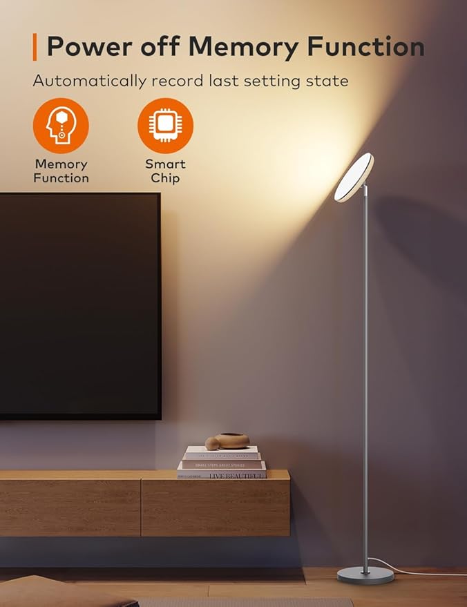 Bright Floor Lamp,42W 3700LM LED Torchiere Floor Lamps for Living Room, 71in. Modern Tall Standing Light with Remote,Color & Brightness Dimmable Sky Light,1/2/3H Timer for Bedroom,Office(Gray) - Bloomnest