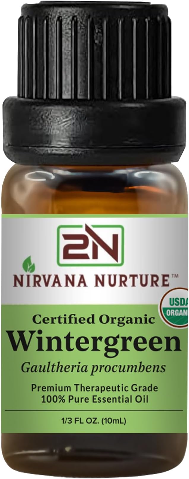 Wintergreen Essential Oil, USDA Certified Organic, 100% Pure Undiluted, Aromatherapy Oil for Diffuser, Hair & Skin Care NirvanaNurture