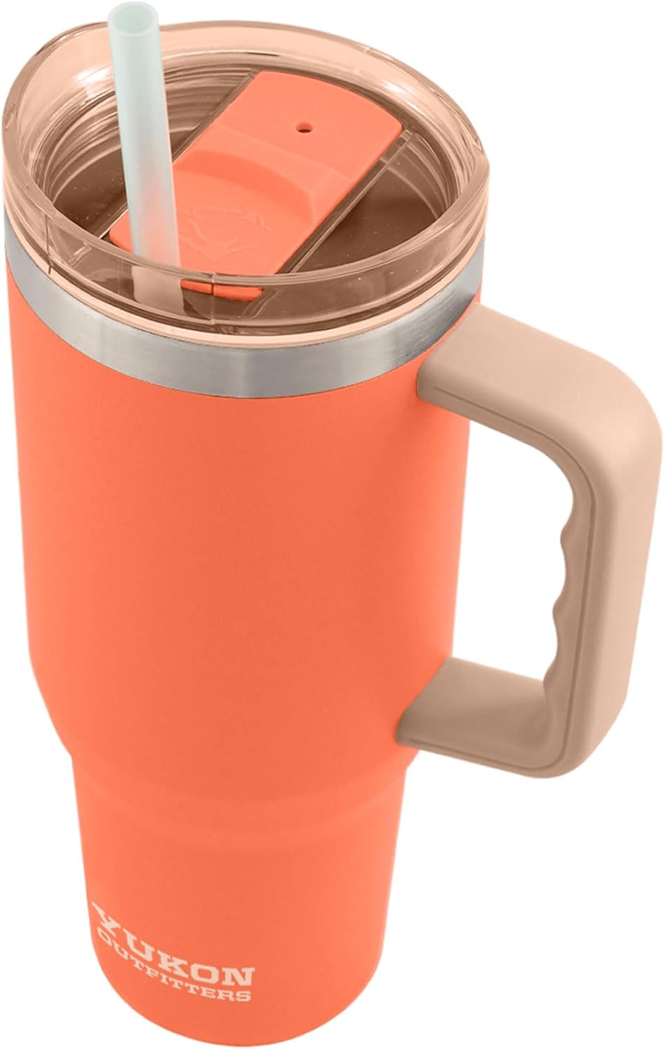 Yukon Outfitters Fit Forty 40oz Double Wall Vacuum Insulated Stainless Steel Tumbler with Reusable Straw & Ergonomic Handle | For Hot or Cold Beverage, Apricot Crush