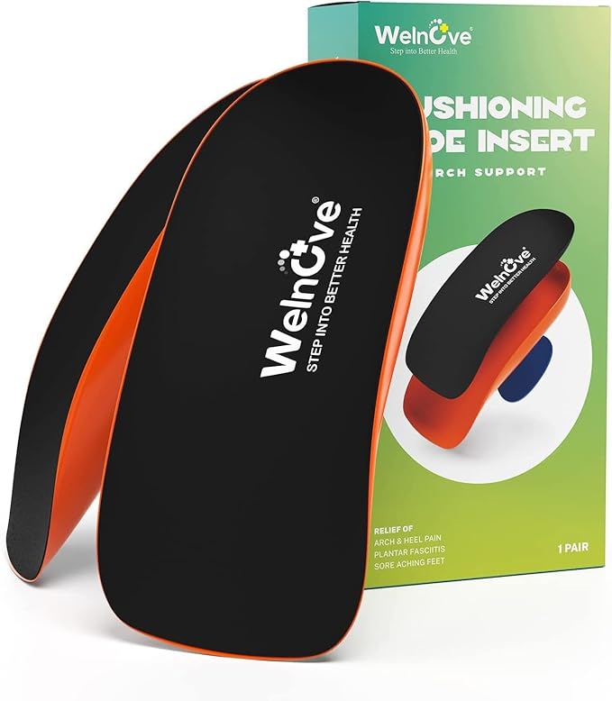 Welnove Gel Heel Cushion Cups With Arch Support - (FSA or HSA Eligible) for Plantar Fasciitis Relief, Pain, Achilles Tendonitis, Spur, Support - Women 9.5-13 & Men 8.5-12 - Bloomnest