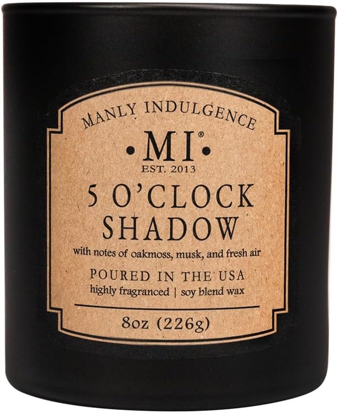 Manly Indulgence 5 O'Clock Shadow Scented Candles for Men, Premium Soy Blend Wax, 45H Burn, Candles for Home Scented, Gift-Ready Packaging - Made in The USA - Bloomnest