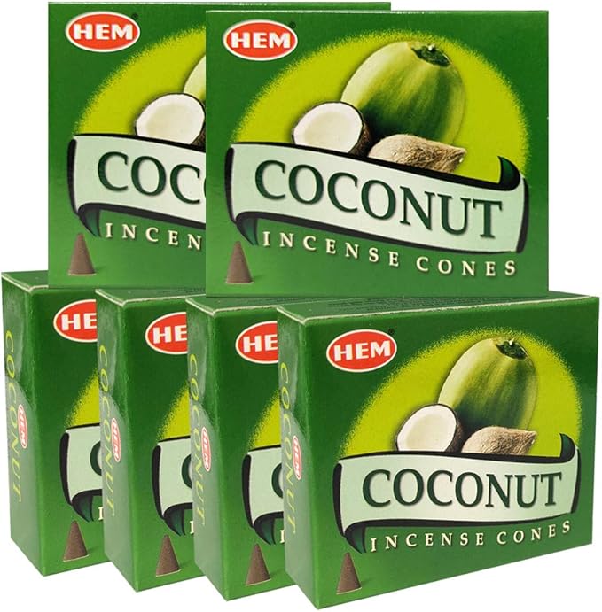 Trumiri Incense Cone Holder Bundle with Hem Coconut Incense Cones - Pack of 6 (Approx 60 Cones) TRUMIRI