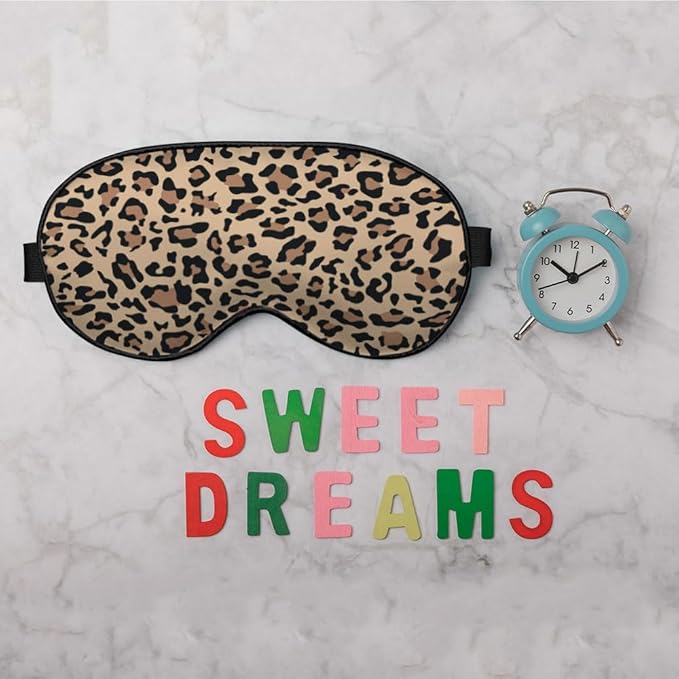 Leopard Print Sleep Mask Eye Mask Animal Skin Brown Sleep Mask Light Blocking Adjustable Smooth Soft Eye Masks for Women Deep Rest Travel - Bloomnest