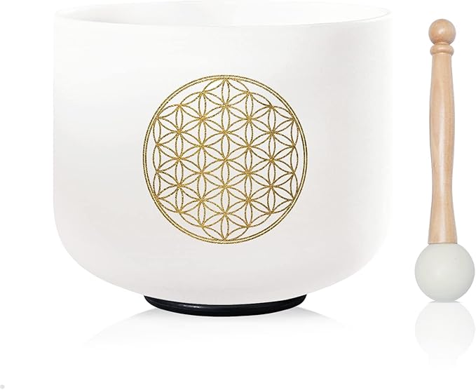 CVNC 528HZ C Note 8 Inch Flower Of Life Crystal Singing Bowl Meditation Sound Bath Sound Healing Chakra Singing Bowl - Bloomnest
